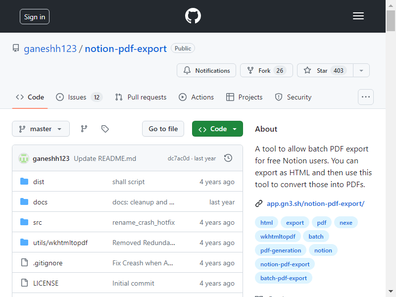 Notion PDF Export